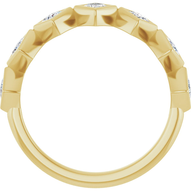 10K Gold Square Lab-Grown Diamond Bezel-Set Anniversary Band – 1/8–5/8 CTW - Yellow Gold - view 2