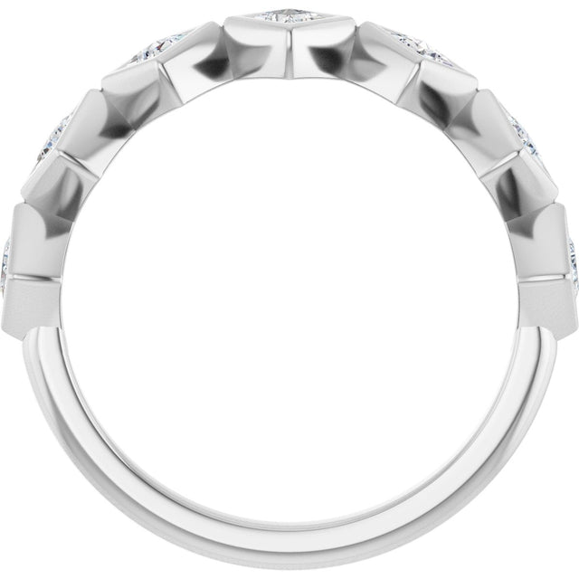 10K Gold Square Lab-Grown Diamond Bezel-Set Anniversary Band – 1/8–5/8 CTW - White Gold - view 2