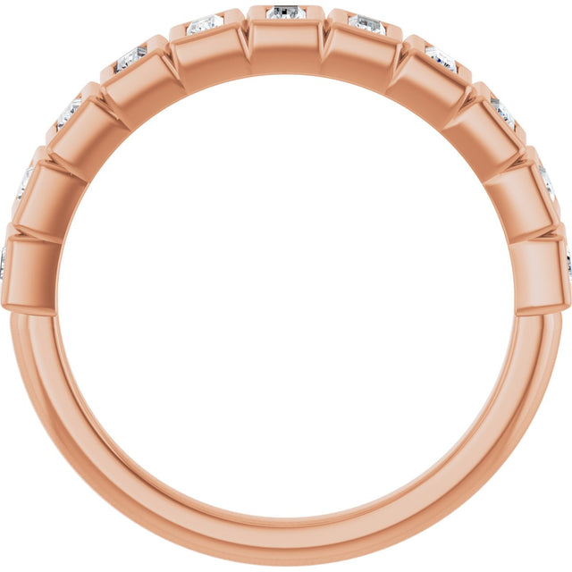 14K Gold Straight Baguette Lab-Grown Diamond Bezel-Set Anniversary Band – 1/3–9/10 CTW - Rose Gold - view 2
