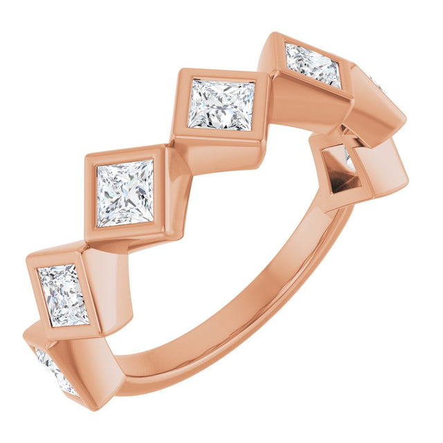 10K Gold Square Natural Diamond Bezel-Set Anniversary Band – 9/10–1 9/10 CTW - Rose Gold