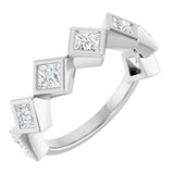 10K Gold Square Natural Diamond Bezel-Set Anniversary Band – 9/10–1 9/10 CTW - White Gold