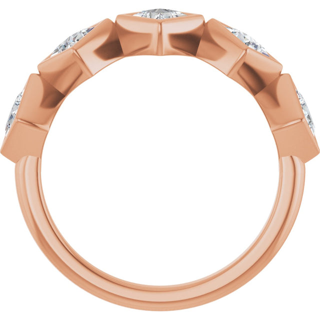 14K Gold Square Natural Diamond Bezel-Set Anniversary Band – 3/4–2 CTW - Rose Gold - view 2