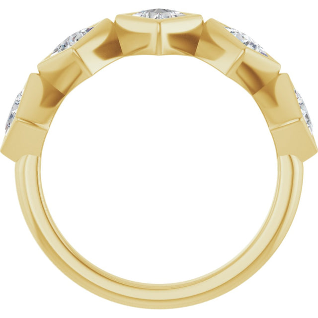 10K Gold Square Natural Diamond Bezel-Set Anniversary Band – 9/10–1 9/10 CTW - Yellow Gold - view 2