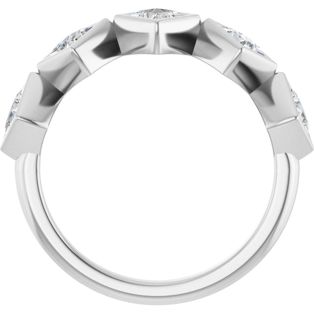 14K Gold Square Natural Diamond Bezel-Set Anniversary Band – 3/4–2 CTW - White Gold - view 2