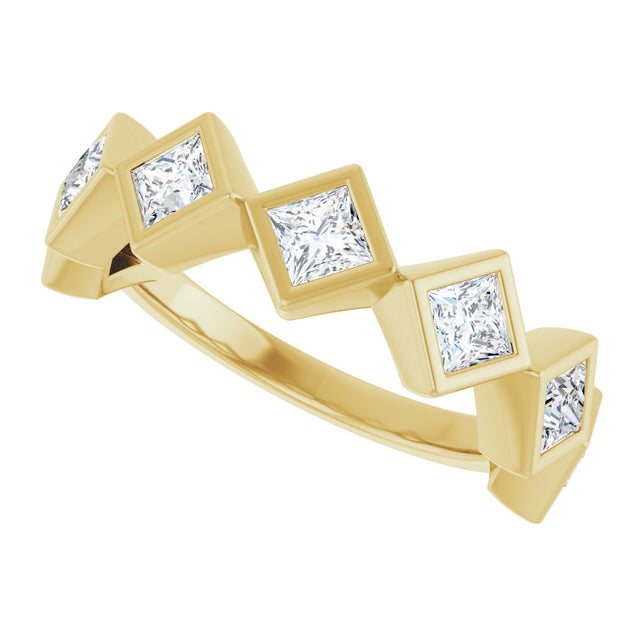 14K Gold Square Lab-Grown Diamond Bezel-Set Anniversary Band – 3/4–2 CTW - Yellow Gold - view 5