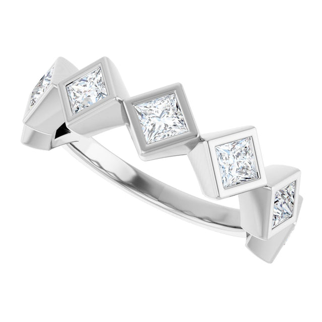 10K Gold Square Lab-Grown Diamond Bezel-Set Anniversary Band – 3/4–2 CTW (Style 126546) - White Gold - view 5