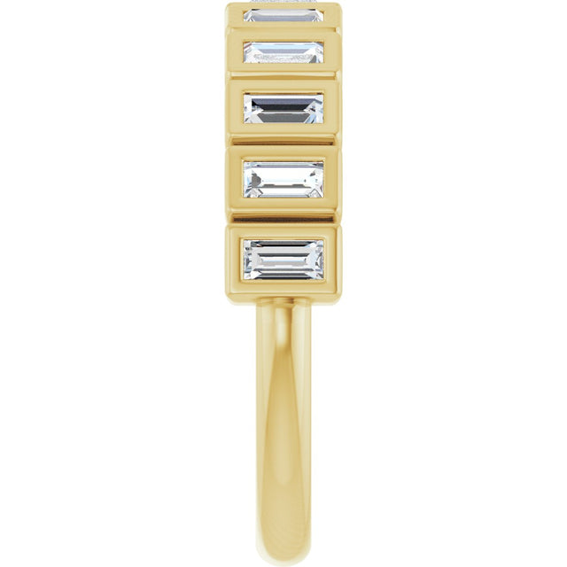 14K Gold Straight Baguette Lab-Grown Diamond Bezel-Set Anniversary Band – 1/3–9/10 CTW - Yellow Gold - view 4