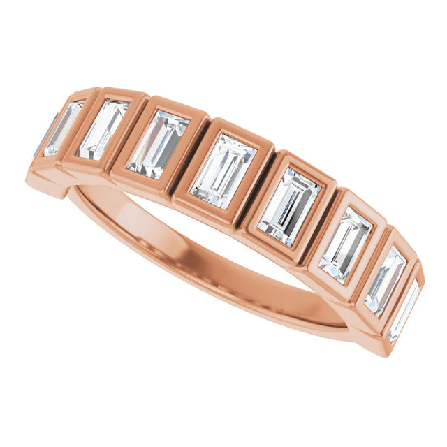 10K Gold Straight Baguette Lab-Grown Diamond Bezel-Set Anniversary Band – 1/4–7/8 CTW - Rose Gold - view 5