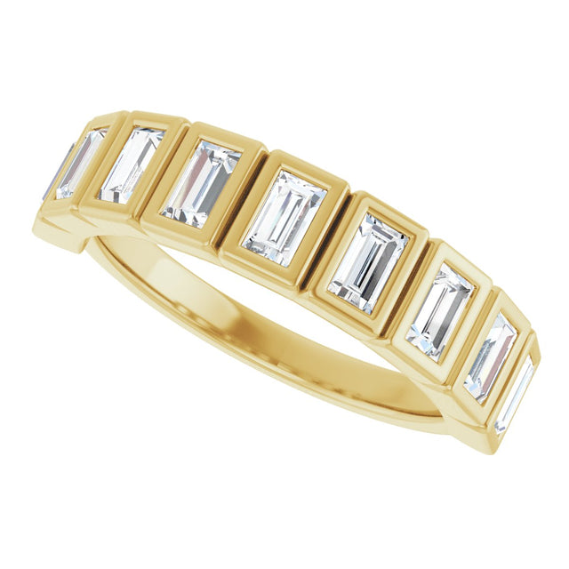 10K Gold Straight Baguette Lab-Grown Diamond Bezel-Set Anniversary Band – 1/4–7/8 CTW - Yellow Gold - view 5