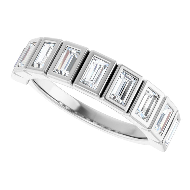 10K Gold Straight Baguette Lab-Grown Diamond Bezel-Set Anniversary Band – 1/4–7/8 CTW - White Gold - view 5