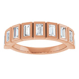 10K Gold Straight Baguette Natural Diamond Bezel-Set Anniversary Band – 3/4–1 CTW - Rose Gold - view 3