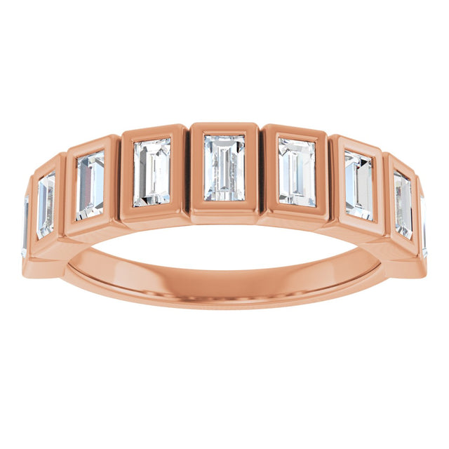 10K Gold Straight Baguette Lab-Grown Diamond Bezel-Set Anniversary Band – 1/4–7/8 CTW - Rose Gold - view 3