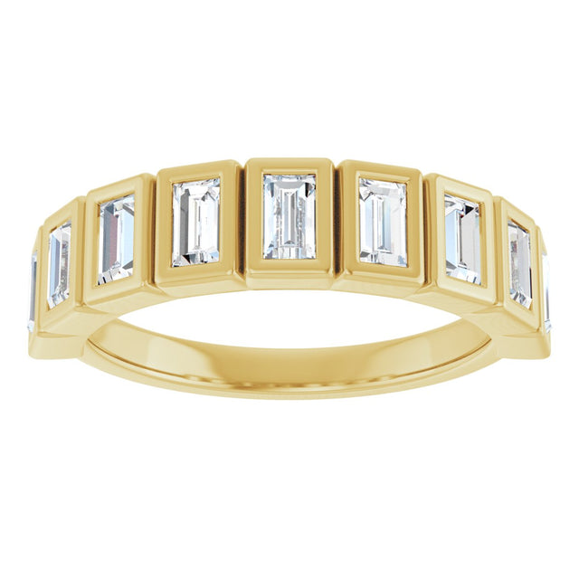 10K Gold Straight Baguette Lab-Grown Diamond Bezel-Set Anniversary Band – 1/4–7/8 CTW - Yellow Gold - view 3