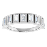 10K Gold Straight Baguette Lab-Grown Diamond Bezel-Set Anniversary Band – 1/4–7/8 CTW - White Gold - view 3