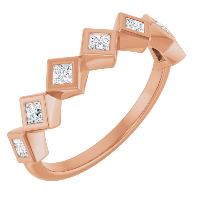 10K Gold Square Lab-Grown Diamond Bezel-Set Anniversary Band – 1/8–5/8 CTW - Rose Gold