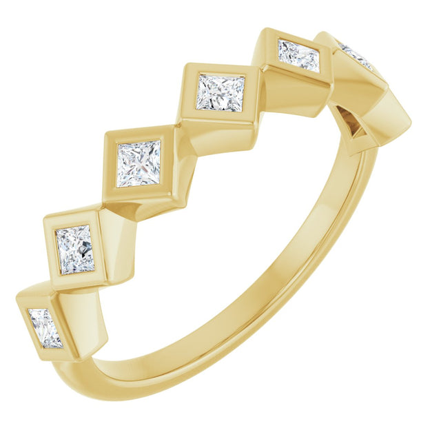 10K Gold Square Natural Diamond Bezel-Set Anniversary Band – 1/8–5/8 CTW - Yellow Gold