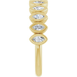 14K Gold Marquise Natural Diamond Bezel-Set Anniversary Band – 3/8–5/8 CTW - Yellow Gold - view 4