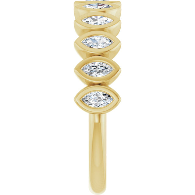 14K Gold Marquise Lab-Grown Diamond Bezel-Set Anniversary Band – 3/8–5/8 CTW - Yellow Gold - view 4