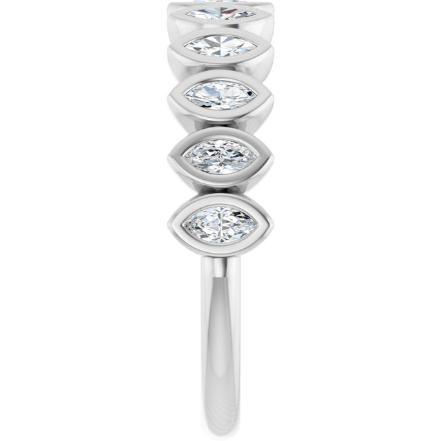 Platinum Marquise Lab-Grown Diamond Bezel-Set Anniversary Band – 3/8–5/8 CTW - view 4