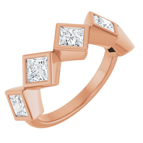 10K Gold Square Natural Diamond Bezel-Set Anniversary Band – 9/10–1 9/10 CTW - Rose Gold