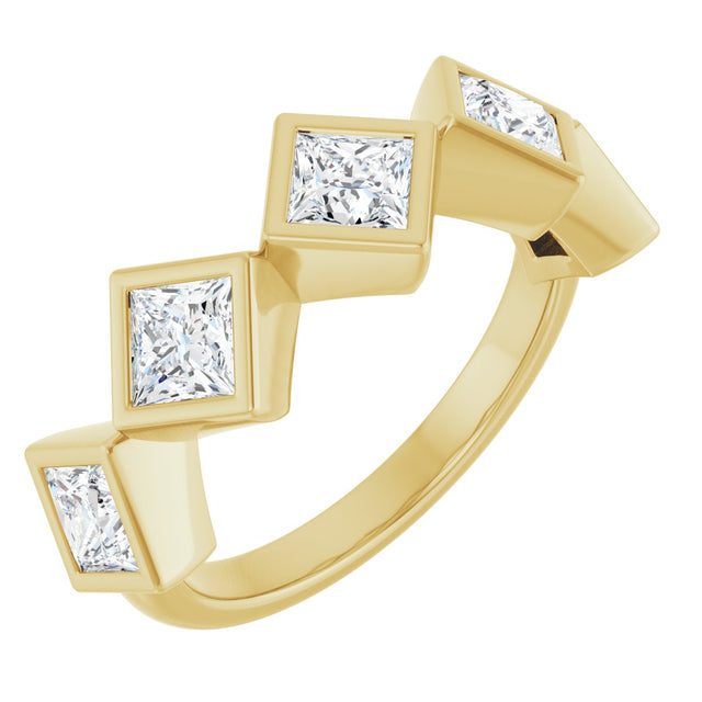 10K Gold Square Natural Diamond Bezel-Set Anniversary Band – 9/10–1 9/10 CTW - Yellow Gold