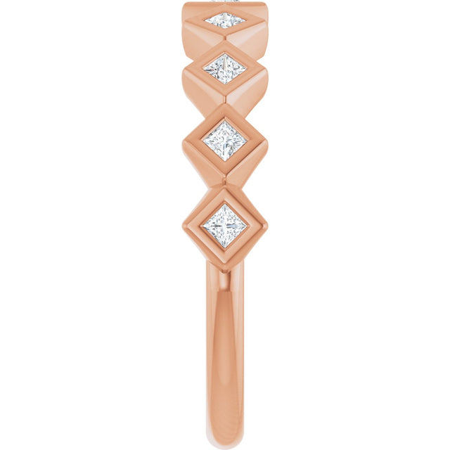 10K Gold Square Lab-Grown Diamond Bezel-Set Anniversary Band – 1/8–5/8 CTW - Rose Gold - view 4