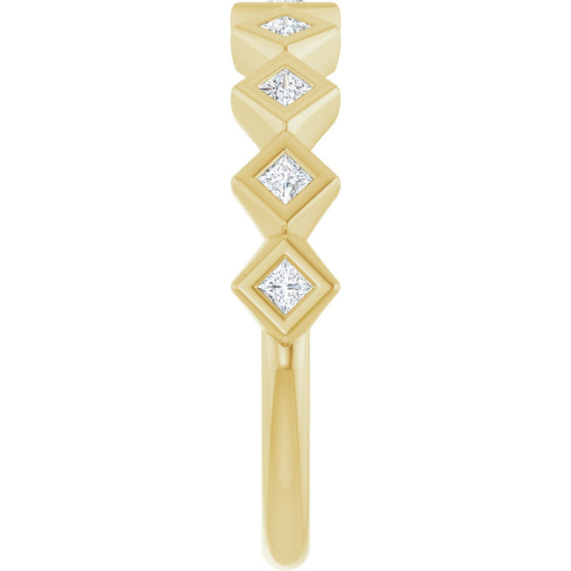 10K Gold Square Natural Diamond Bezel-Set Anniversary Band – 1/8–5/8 CTW - Yellow Gold - view 4