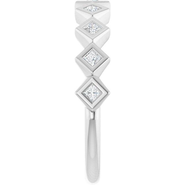 10K Gold Square Natural Diamond Bezel-Set Anniversary Band – 1/8–5/8 CTW - White Gold - view 4