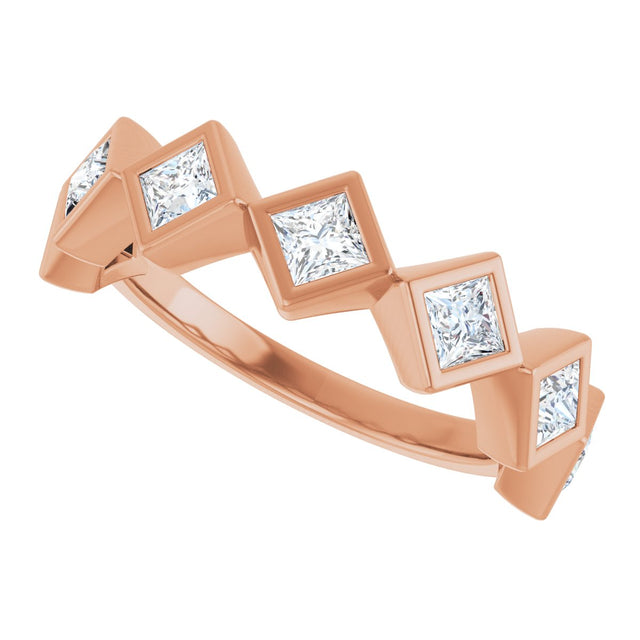 10K Gold Square Lab-Grown Diamond Bezel-Set Anniversary Band – 3/4–2 CTW (Style 126546) - Rose Gold - view 5
