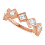 14K Gold Square Natural Diamond Bezel-Set Anniversary Band – 3/4–2 CTW - Rose Gold - view 5