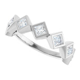 14K Gold Square Natural Diamond Bezel-Set Anniversary Band – 3/4–2 CTW - White Gold - view 5