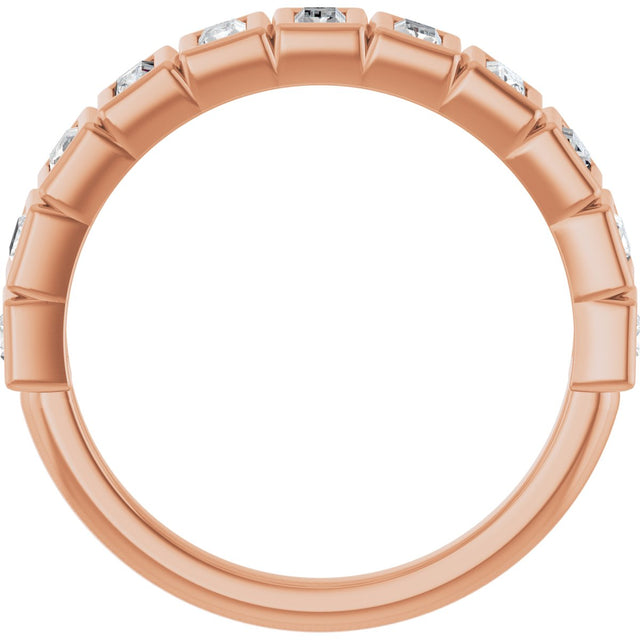 10K Gold Straight Baguette Natural Diamond Bezel-Set Anniversary Band – 1/4–5/8 CTW - Rose Gold - view 2