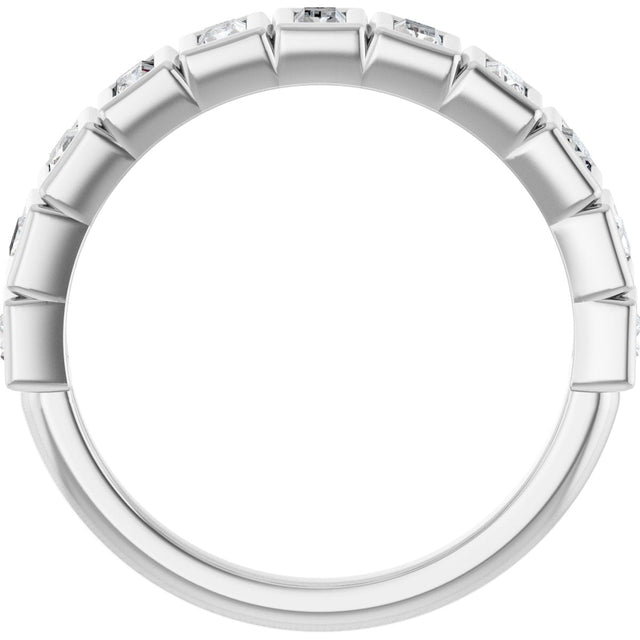 10K Gold Straight Baguette Natural Diamond Bezel-Set Anniversary Band – 1/4–5/8 CTW - White Gold - view 2