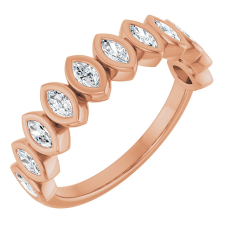 14K Gold Marquise Lab-Grown Diamond Bezel-Set Anniversary Band – 3/8–5/8 CTW - Rose Gold