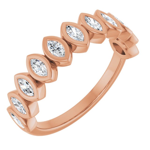 14K Gold Marquise Lab-Grown Diamond Bezel-Set Anniversary Band – 3/8–5/8 CTW - Rose Gold