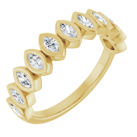 14K Gold Marquise Lab-Grown Diamond Bezel-Set Anniversary Band – 3/8–5/8 CTW - Yellow Gold
