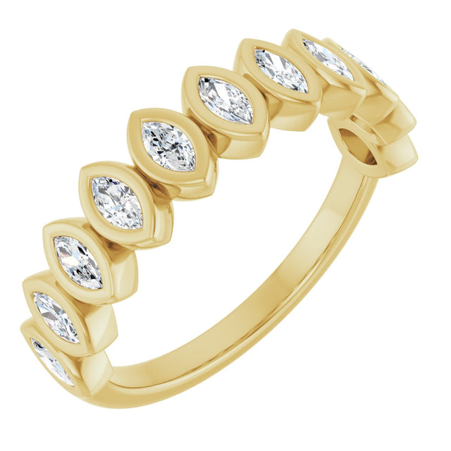 14K Gold Marquise Lab-Grown Diamond Bezel-Set Anniversary Band – 3/8–5/8 CTW - Yellow Gold