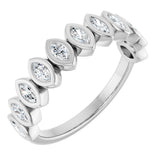 14K Gold Marquise Lab-Grown Diamond Bezel-Set Anniversary Band – 3/8–5/8 CTW - White Gold