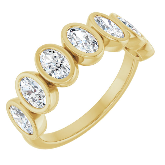 10K Gold Oval Natural Diamond Bezel-Set Anniversary Band – 1 3/4 CTW - Yellow Gold