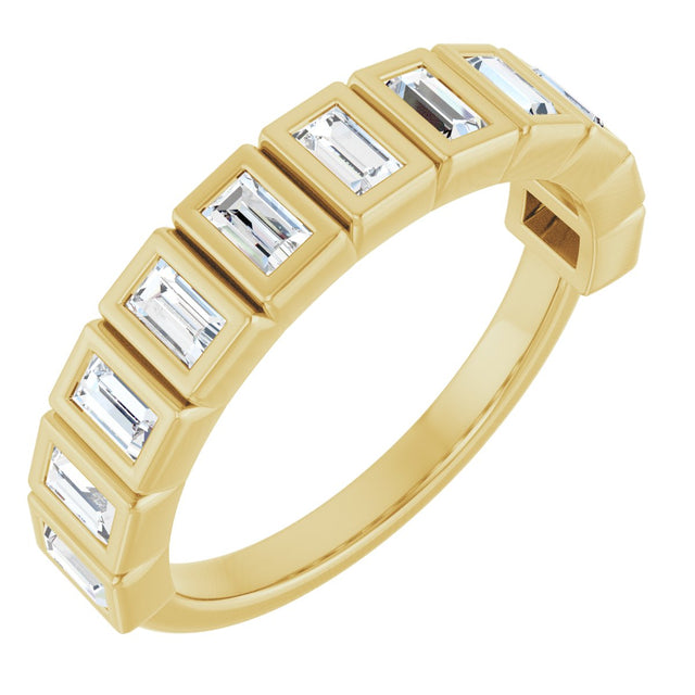 14K Gold Straight Baguette Natural Diamond Bezel-Set Anniversary Band – 1/4–7/8 CTW - Yellow Gold