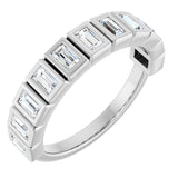 10K Gold Straight Baguette Natural Diamond Bezel-Set Anniversary Band – 1/4–5/8 CTW - White Gold