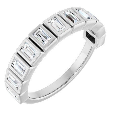 10K Gold Straight Baguette Natural Diamond Bezel-Set Anniversary Band – 1/4–5/8 CTW - White Gold