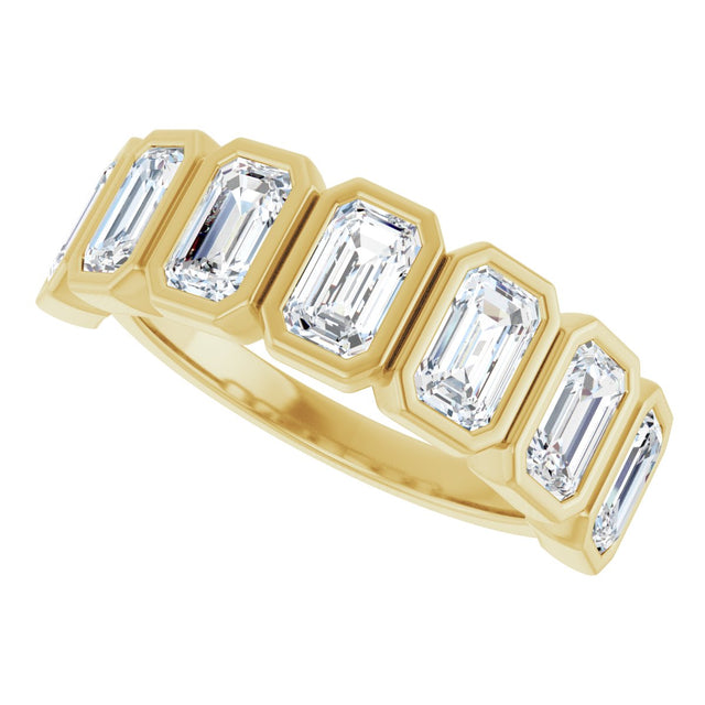10K Gold Emerald Lab-Grown Diamond Bezel-Set Anniversary Band – 2 1/3 CTW - Yellow Gold - view 5