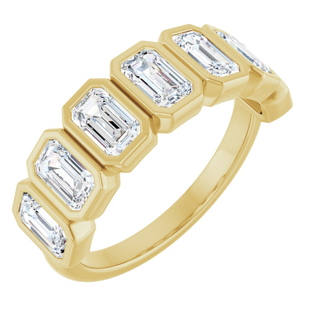10K Gold Emerald Lab-Grown Diamond Bezel-Set Anniversary Band – 2 1/3 CTW - Yellow Gold