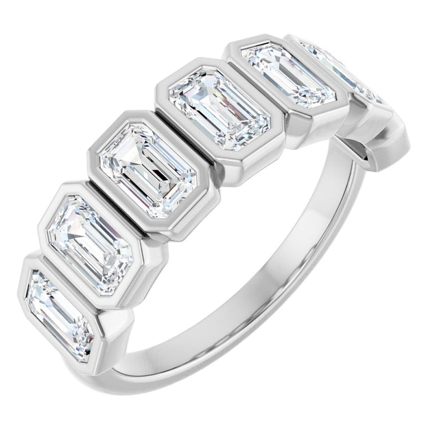Platinum Emerald Natural Diamond Bezel-Set Anniversary Band – 2 1/2 CTW