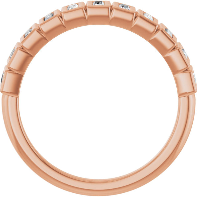 10K Gold Straight Baguette Lab-Grown Diamond Bezel-Set Anniversary Band – 1/4–7/8 CTW - Rose Gold - view 2