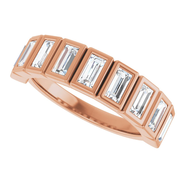 10K Gold Straight Baguette Natural Diamond Bezel-Set Anniversary Band – 3/4–1 CTW - Rose Gold - view 5