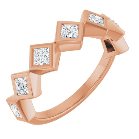10K Gold Square Lab-Grown Diamond Bezel-Set Anniversary Band – 1/8–5/8 CTW - Rose Gold