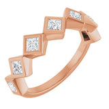 10K Gold Square Natural Diamond Bezel-Set Anniversary Band – 1/8–5/8 CTW - Rose Gold