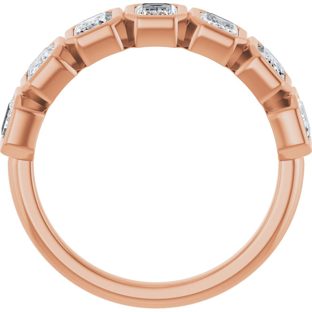 10K Gold Emerald Lab-Grown Diamond Bezel-Set Anniversary Band – 2 1/3 CTW - Rose Gold - view 2
